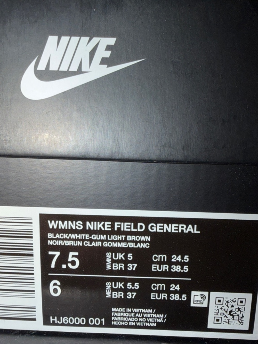 Nike Field General Black Gum Brown HJ6000-001 Women’s Size 7.5 - Picture 6 of 6